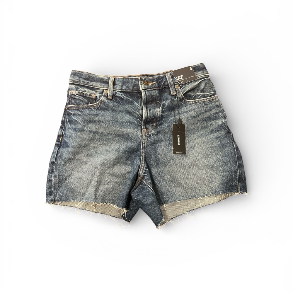 Express Women's Blue Distressed Denim Jean Shorts